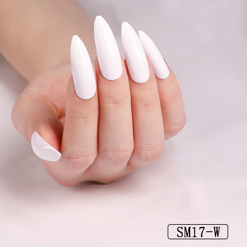 Long Pointed False Nails Solid Color Nails Salon Nails Almond Nail Patches Finger Nails