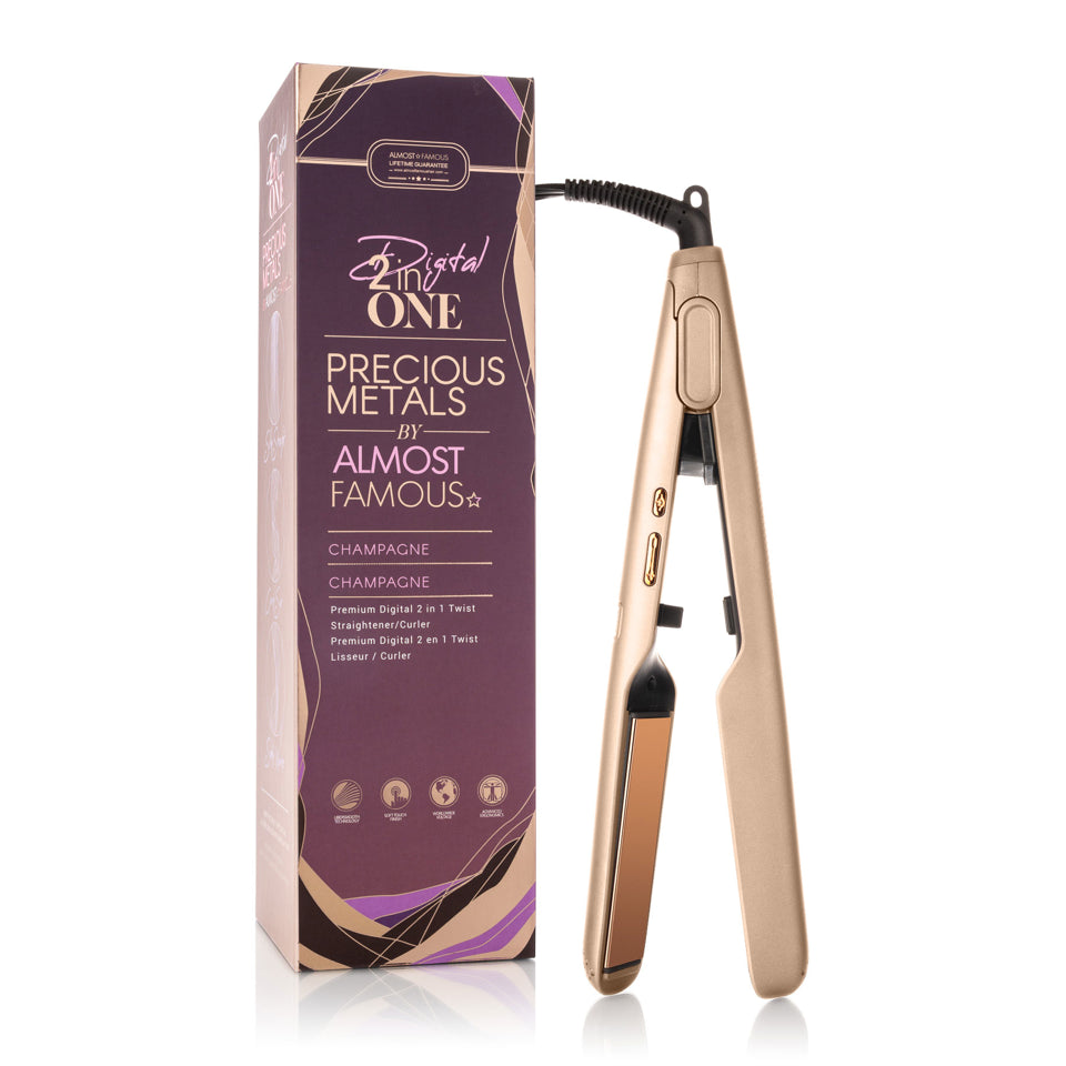 Digital 2inONE Twist Flat Iron with Rose Gold Titanium Plates-6